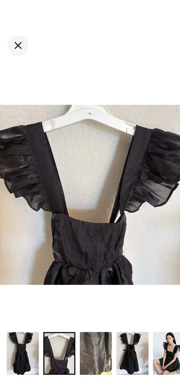 Whimsygoth Babydoll Goth Coquette Ruffle Dress Size M Altar'd State Mable Black - Picture 3 of 12